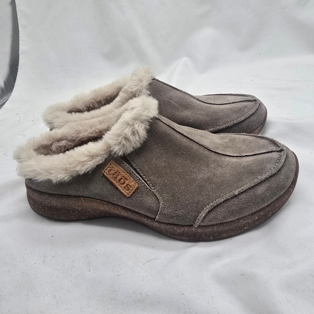 Taos Future Suede Mule Women 7 Taupe Faux Fur Lining FTR-1406 Comfort Gorpcore